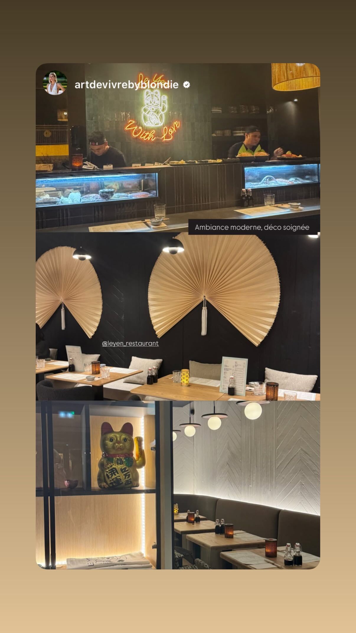 Intérieur du restaurant Le Yen Nice avec décoration moderne, tables bien dressées et ambiance soignée.